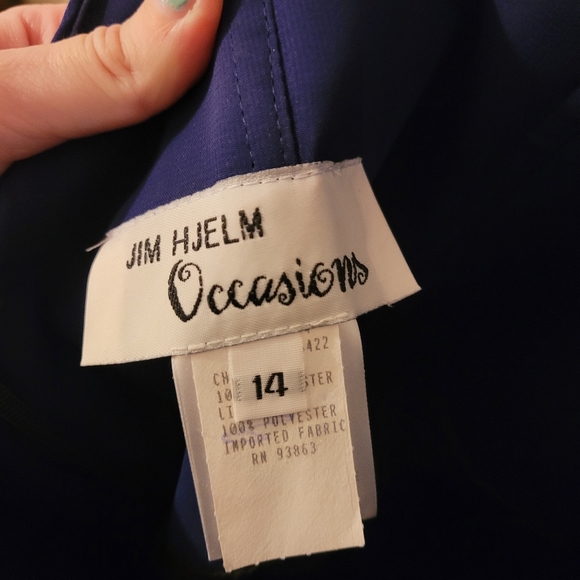 Dark Blue/purple prom, Wedding Guest, formal dress. Size 14. Jim Hjelm Occasions - Picture 3 of 4